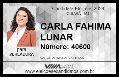 Candidato CARLA FAHIMA DO LUNAAR 2024 - CUIABÁ - Eleições