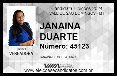 Candidato JANAINA DUARTE 2024 - VALE DE SÃO DOMINGOS - Eleições