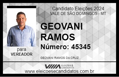 Candidato GEOVANI RAMOS 2024 - VALE DE SÃO DOMINGOS - Eleições