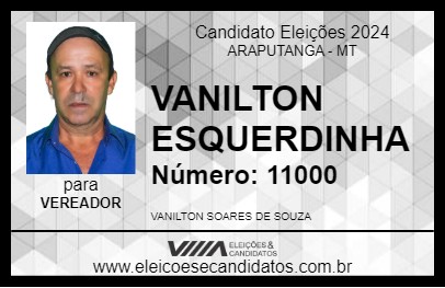 Candidato VANILTON ESQUERDINHA 2024 - ARAPUTANGA - Eleições