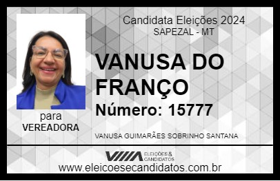 Candidato VANUSA DO FRANÇO 2024 - SAPEZAL - Eleições