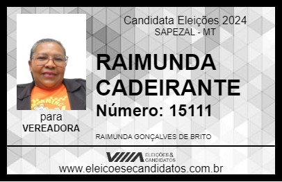 Candidato RAIMUNDA CADEIRANTE 2024 - SAPEZAL - Eleições