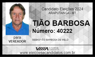 Candidato TIÃO BARBOSA 2024 - ARAPUTANGA - Eleições