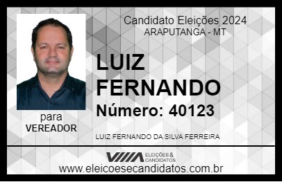 Candidato LUIZ FERNANDO 2024 - ARAPUTANGA - Eleições