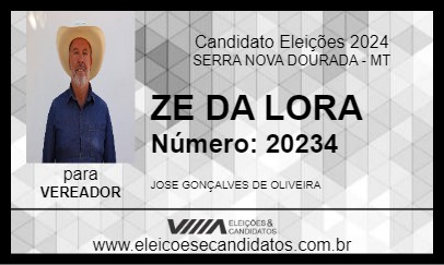 Candidato ZE DA LORA 2024 - SERRA NOVA DOURADA - Eleições