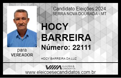 Candidato HOCY  BARREIRA 2024 - SERRA NOVA DOURADA - Eleições