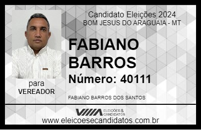 Candidato FABIANO BARROS 2024 - BOM JESUS DO ARAGUAIA - Eleições