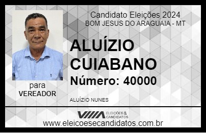 Candidato ALUÍZIO CUIABANO 2024 - BOM JESUS DO ARAGUAIA - Eleições