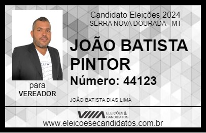 Candidato JOÃO BATISTA PINTOR 2024 - SERRA NOVA DOURADA - Eleições