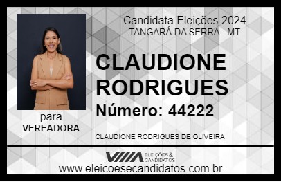 Candidato CLAUDIONE RODRIGUES 2024 - TANGARÁ DA SERRA - Eleições