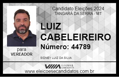 Candidato LUIZ CABELEIREIRO 2024 - TANGARÁ DA SERRA - Eleições