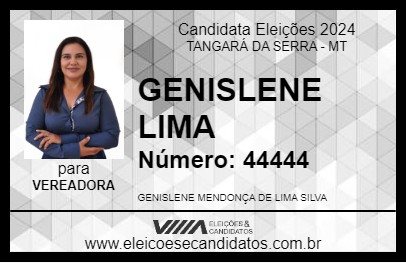 Candidato GENISLENE LIMA 2024 - TANGARÁ DA SERRA - Eleições