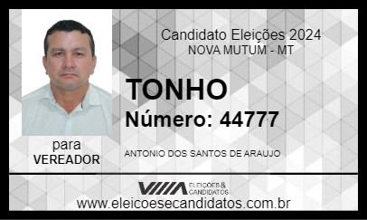 Candidato TONHO 2024 - NOVA MUTUM - Eleições