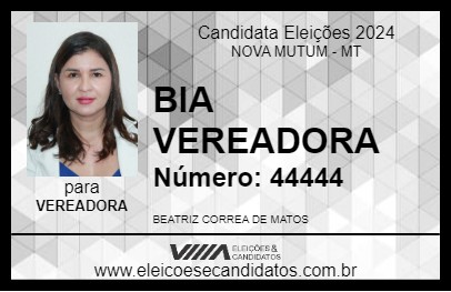 Candidato BIA VEREADORA 2024 - NOVA MUTUM - Eleições