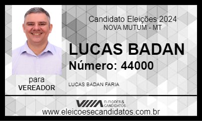 Candidato LUCAS BADAN 2024 - NOVA MUTUM - Eleições