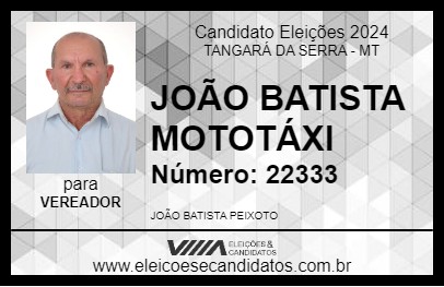 Candidato JOÃO BATISTA MOTOTÁXI 2024 - TANGARÁ DA SERRA - Eleições