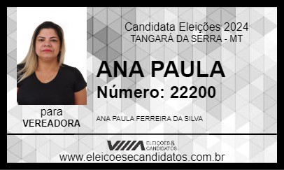 Candidato ANA PAULA 2024 - TANGARÁ DA SERRA - Eleições