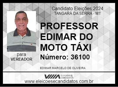 Candidato PROFESSOR EDIMAR DO MOTO TÁXI 2024 - TANGARÁ DA SERRA - Eleições