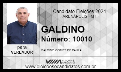 Candidato GALDINO 2024 - ARENÁPOLIS - Eleições