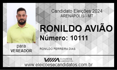 Candidato RONILDO AVIÃO 2024 - ARENÁPOLIS - Eleições