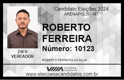 Candidato ROBERTO FERREIRA 2024 - ARENÁPOLIS - Eleições