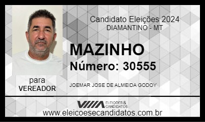 Candidato MAZINHO 2024 - DIAMANTINO - Eleições