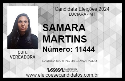 Candidato SAMARA MARTINS 2024 - LUCIARA - Eleições