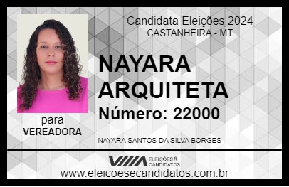 Candidato NAYARA ARQUITETA 2024 - CASTANHEIRA - Eleições