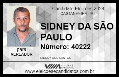 Candidato SIDNEY DA SÃO PAULO 2024 - CASTANHEIRA - Eleições