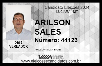 Candidato ARILSON SALES 2024 - LUCIARA - Eleições