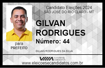 Candidato GILVAN RODRIGUES 2024 - SÃO JOSÉ DO RIO CLARO - Eleições