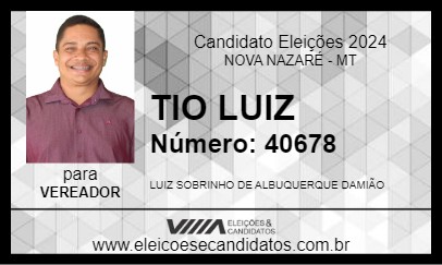 Candidato TIO LUIZ 2024 - NOVA NAZARÉ - Eleições