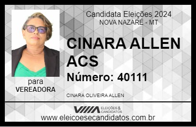 Candidato CINARA ALLEN ACS 2024 - NOVA NAZARÉ - Eleições