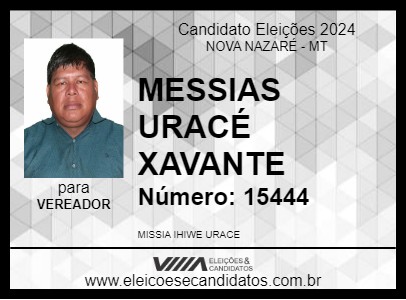 Candidato MESSIAS URACÉ XAVANTE 2024 - NOVA NAZARÉ - Eleições