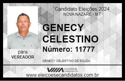 Candidato GENECY CELESTINO 2024 - NOVA NAZARÉ - Eleições