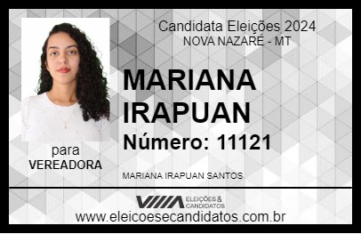 Candidato MARIANA IRAPUAN 2024 - NOVA NAZARÉ - Eleições