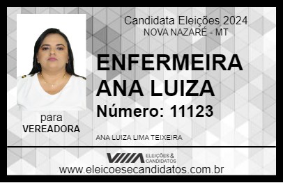 Candidato ENFERMEIRA ANA LUIZA 2024 - NOVA NAZARÉ - Eleições