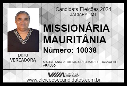 Candidato MISSIONÁRIA MAURITÂNIA 2024 - JACIARA - Eleições