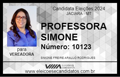 Candidato PROFESSORA SIMONE 2024 - JACIARA - Eleições