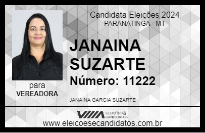 Candidato JANAINA SUZARTE 2024 - PARANATINGA - Eleições