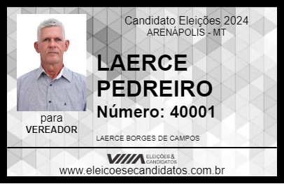 Candidato LAERCE PEDREIRO 2024 - ARENÁPOLIS - Eleições