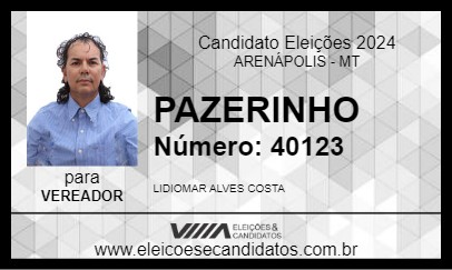 Candidato PAZERINHO 2024 - ARENÁPOLIS - Eleições