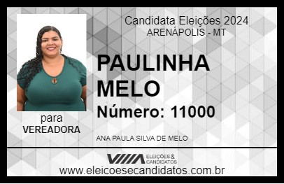 Candidato PAULINHA MELO 2024 - ARENÁPOLIS - Eleições