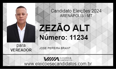 Candidato ZEZÃO ALT 2024 - ARENÁPOLIS - Eleições