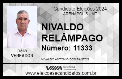 Candidato NIVALDO RELÂMPAGO 2024 - ARENÁPOLIS - Eleições