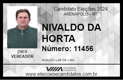 Candidato NIVALDO DA HORTA 2024 - ARENÁPOLIS - Eleições