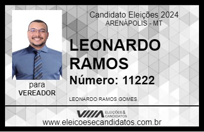 Candidato LEONARDO RAMOS 2024 - ARENÁPOLIS - Eleições