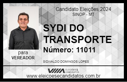 Candidato SIDY TRANSPORTE COMPARTILHADA 2024 - SINOP - Eleições