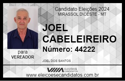 Candidato JOEL CABELEIREIRO 2024 - MIRASSOL D\OESTE - Eleições