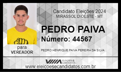 Candidato PEDRO PAIVA 2024 - MIRASSOL D\OESTE - Eleições